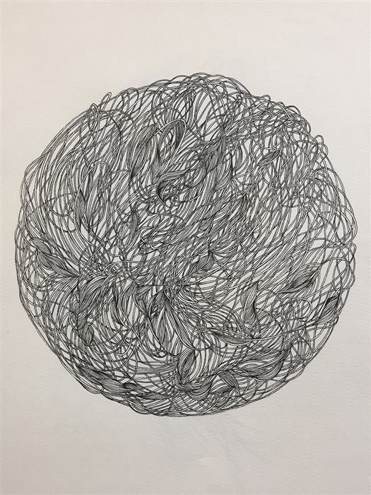 Setareh Afzali, We, Drawing pen on cardboard, 28 x 21 cm, 2019