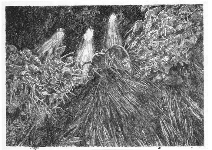 Ehsan Ziafati Kafi, Last Dinner, Ink on Paper, 70 × 50 cm, 2020