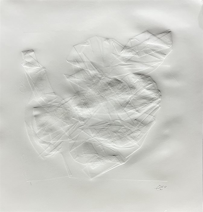Farzaneh Mohammadi Khangheshlaghi, Khaos, Relief printing, 70 x 70 cm, 2023