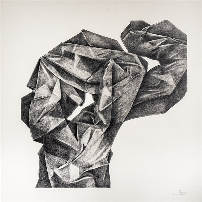 Farzaneh Mohammadi Khangheshlaghi, Khaos, Pencil on cardboard, 70 x 70 cm, 2023