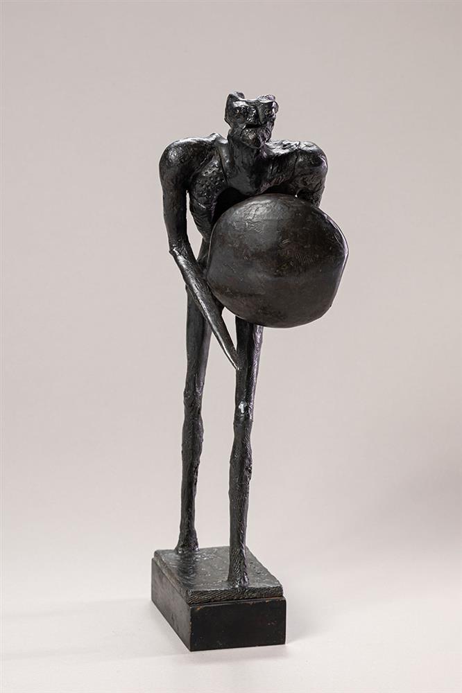 bahman dadkhah sculpture of a figure carrying a spear