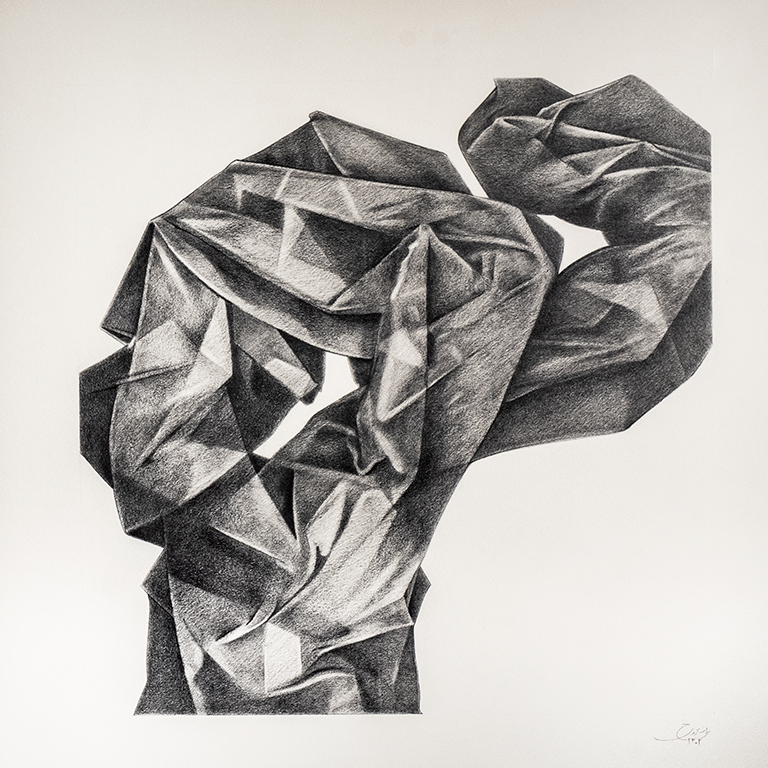 farzaneh mohammadi drawing of a folded fabric