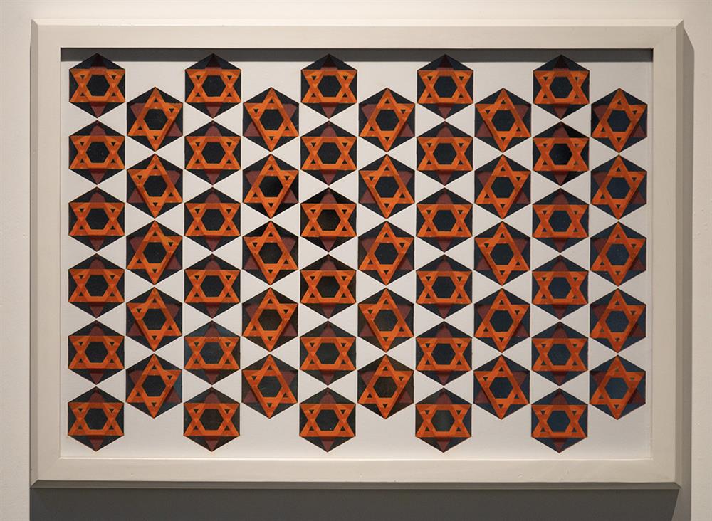 artwork by masoud majzoobi, cut out glass with geometric patterns